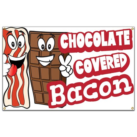 Signmission Chocolate Covered Bacon 2 Banner Concession Stand Food Truck Single Sided B-96 Chocolate Covered Bacon 219